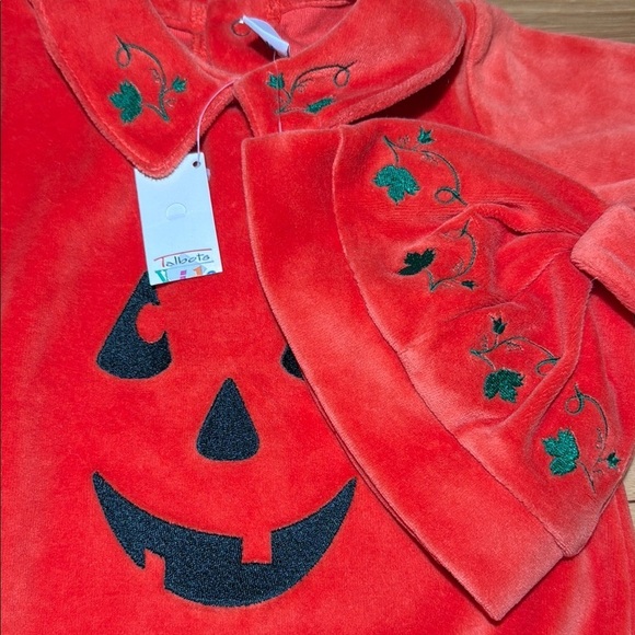 Vtg Talbots Pumpkin Halloween Footie Jumper - Picture 5 of 5